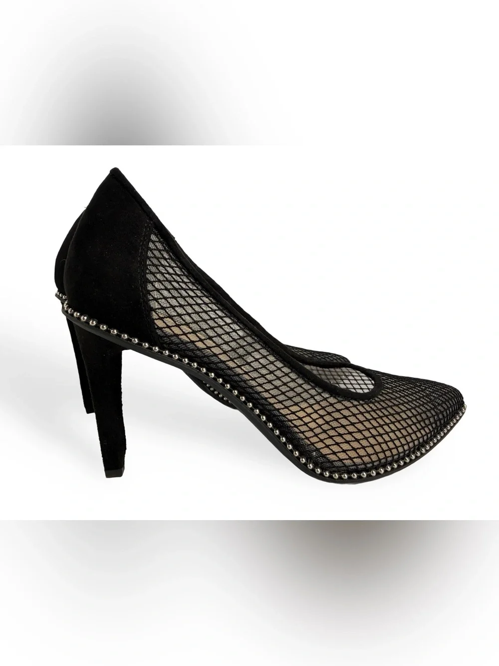 Bar III Black Mesh Pointed Flats with Studded Trim